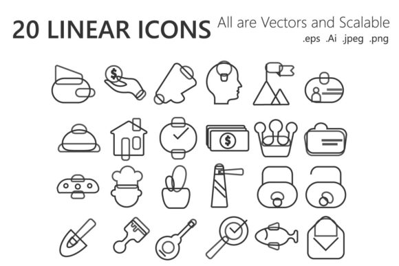 24 Linear Icons: Minimal Vectors for Every Project