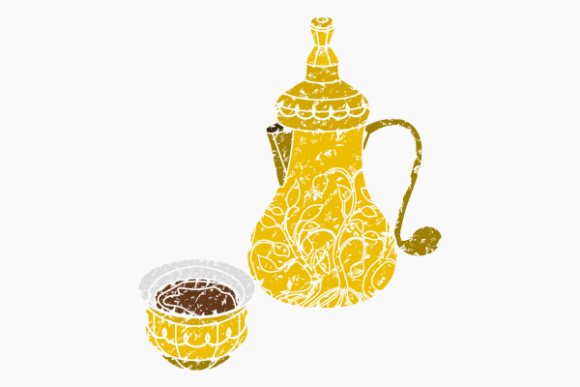 Brush Stroke Bulbous Arab Coffee & Cup