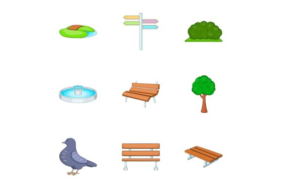 Enhancing Digital Landscapes with the Trees and Other Park Elements Icons Set