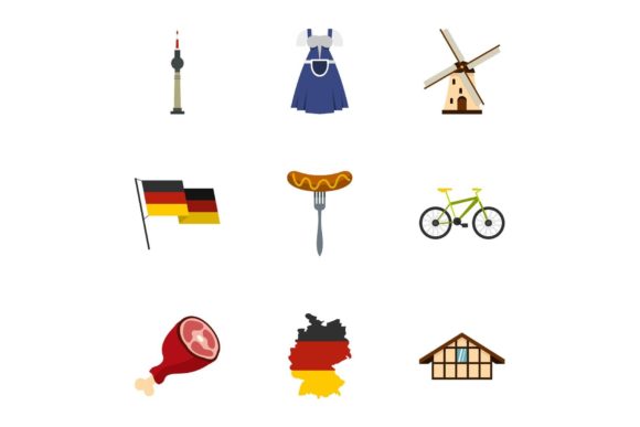 Germany Elements Icons: Flat Style for Modern Design