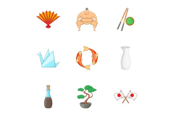 Strategic Visual Communication with the Japan Elements Icons Set, Cartoon Style